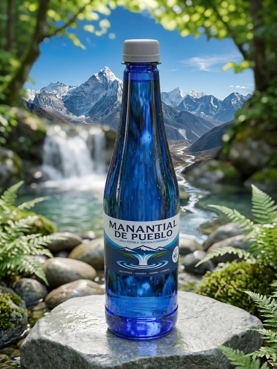 Botella azul de 600 ml Manantial de Pueblo, edición especial